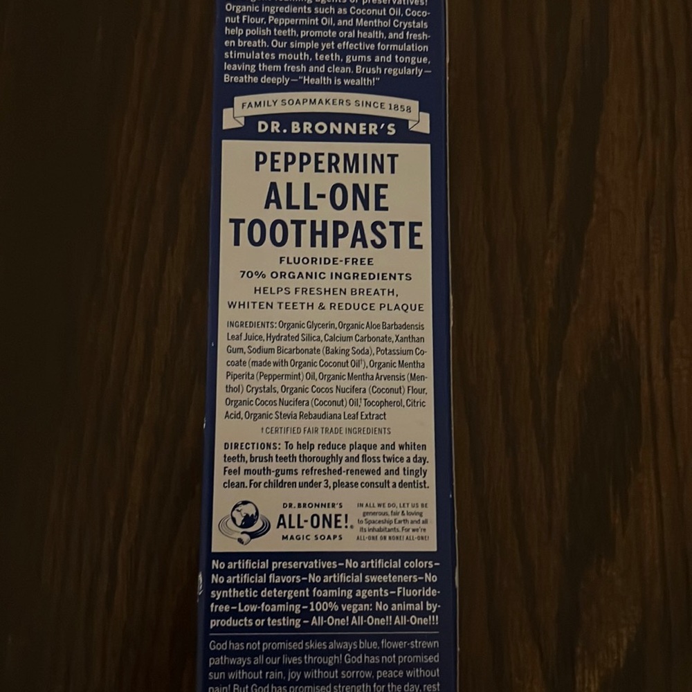 Dr bronners toothpaste, never used